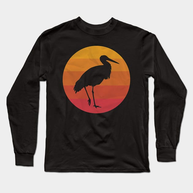 Vintage Crane Bird Long Sleeve T-Shirt by ChadPill